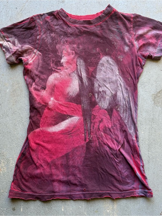 Sinful Tops - Sinful by Affliction Y2K Fitted Shirt Goth Grunge Wings Angel
